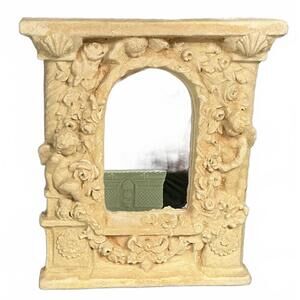 Romantic 20th C. Hayes Parker Italian Composition Stoneware Wall Hanging Mirror